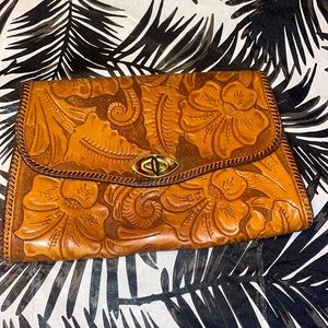 Vintage Made in Mexico Embossed Leather Clutch